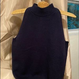 Ann Taylor Navy sleeveless mock turtleneck sweater